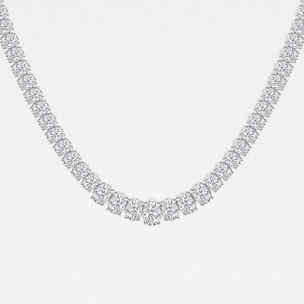 Additional Image 1 for  22 ctw Oval Lab Grown Diamond Graduated Tennis Necklace